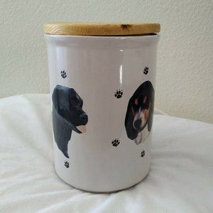 Crock Pottery Dog Biscuits Treat Jar Canister